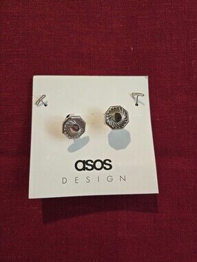 ASOS Design Silver Octagon Textured Cuff Links